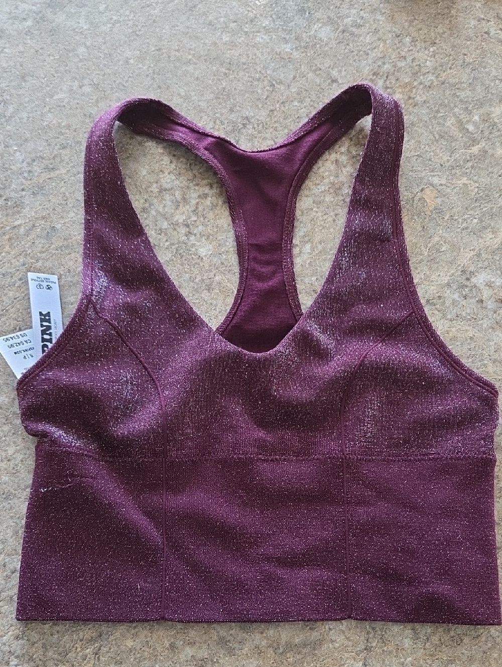 PINK Victoria's Secret Metallic Plum Racerback Sports Bralette